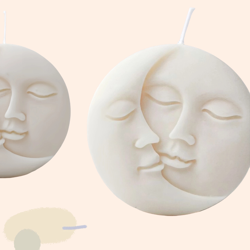 Moon Face Shape Candle Soy Wax Crescent Decor