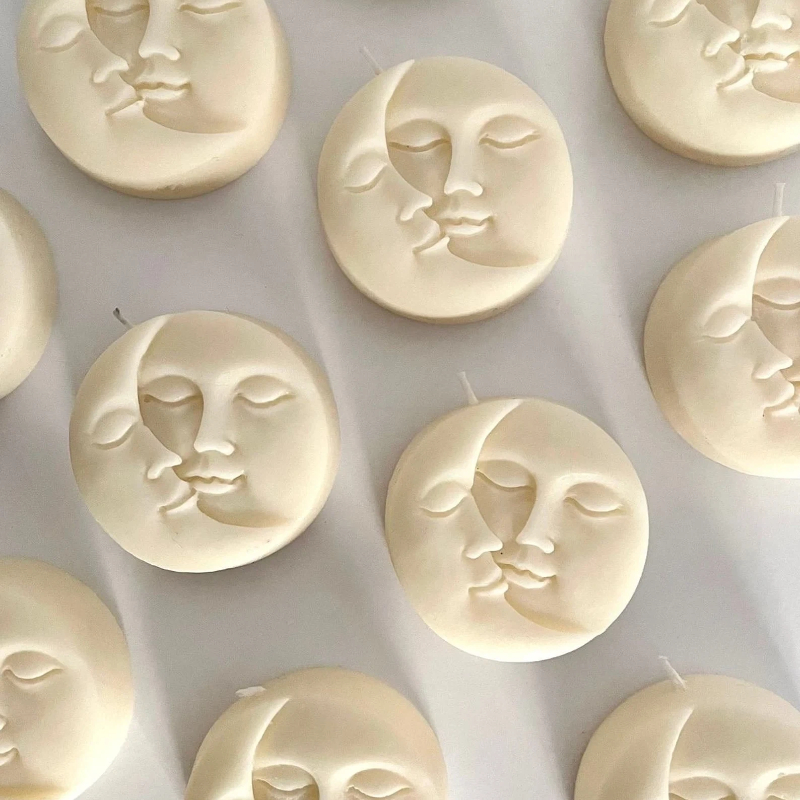 Moon Face Shape Candle Soy Wax Crescent Decor