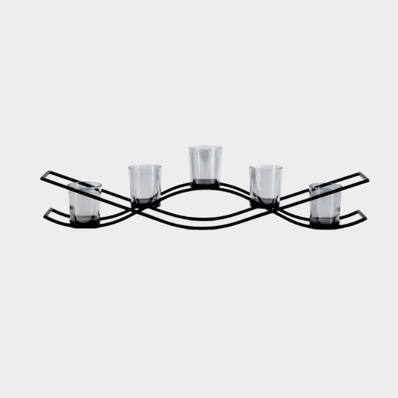 Home Decor Gold Metal Stand Candle Holder – Electroplated Glass Luxury Accent