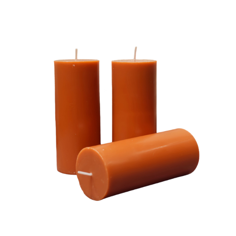 Multicoloured soy wax pillar candles