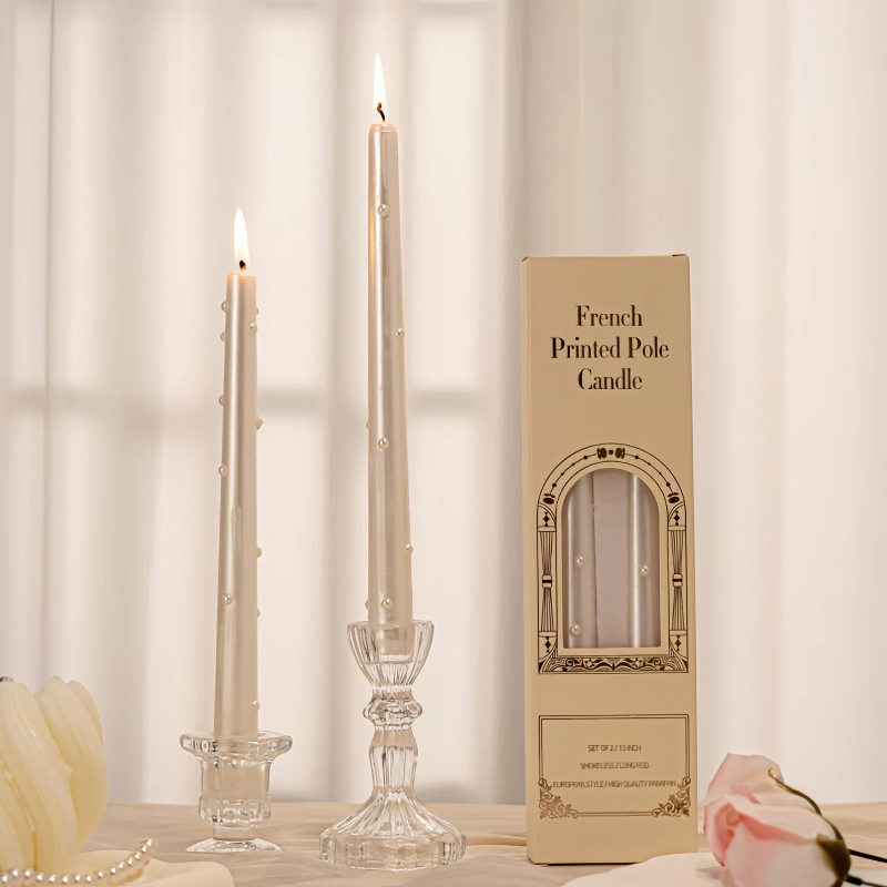 Pearl style taper candles