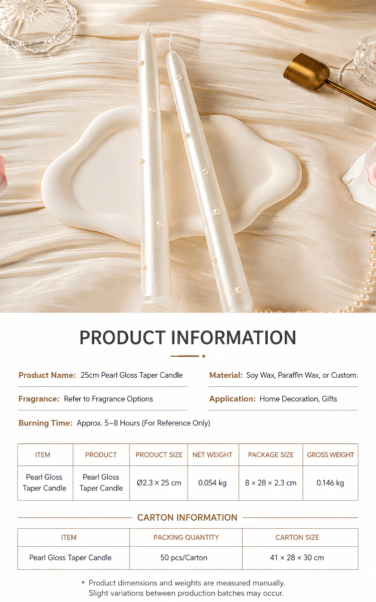 Pearl style taper candles Pearl style taper candles