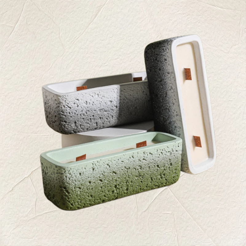 Gradual Cement Cup Scented Candle with Bean Wax Exuding Scents